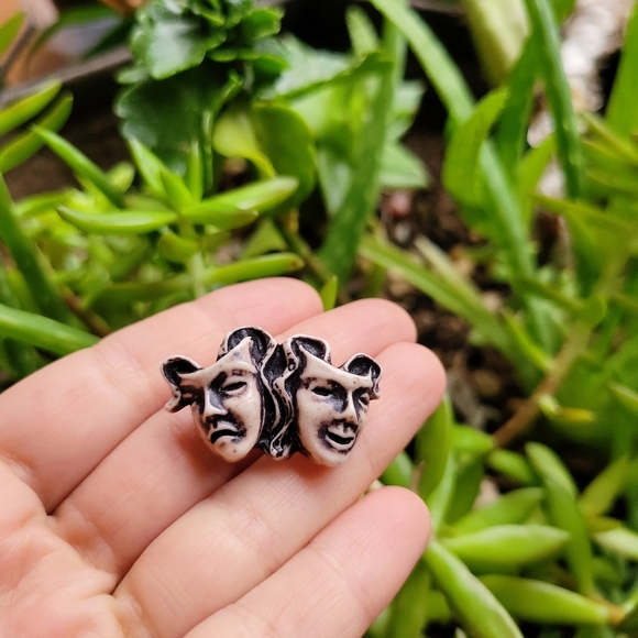 Vintage Celluloid Comedy Tragedy Brooch Pin - Picture 5 of 13